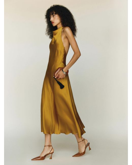 Reformation Metallic Kaylah Silk Dress 0