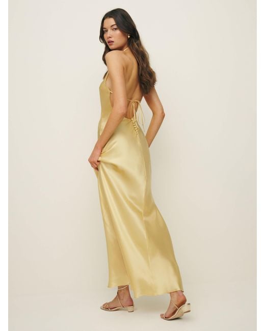 Reformation Jeany Silk Dress in Natural | Lyst Reformation Jeany Silk Dress in Natural | Lyst