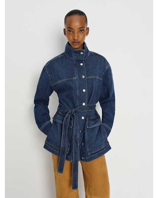 Reformation Blue Drina Belted Denim Jacket