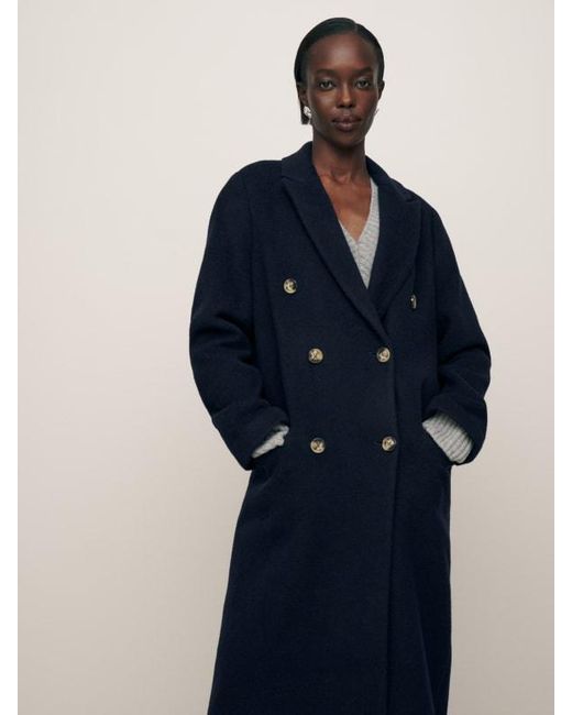 Reformation Blue Paley Double Breasted Coat