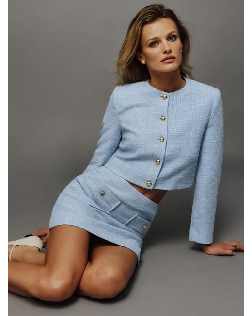 Reformation Blue Trista Jacket Tweed