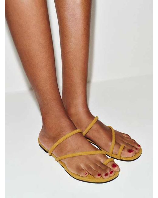 Reformation Metallic Ludo Toe Ring Strappy Flat Sandal
