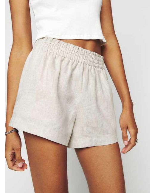 Reformation White Mila Linen Short