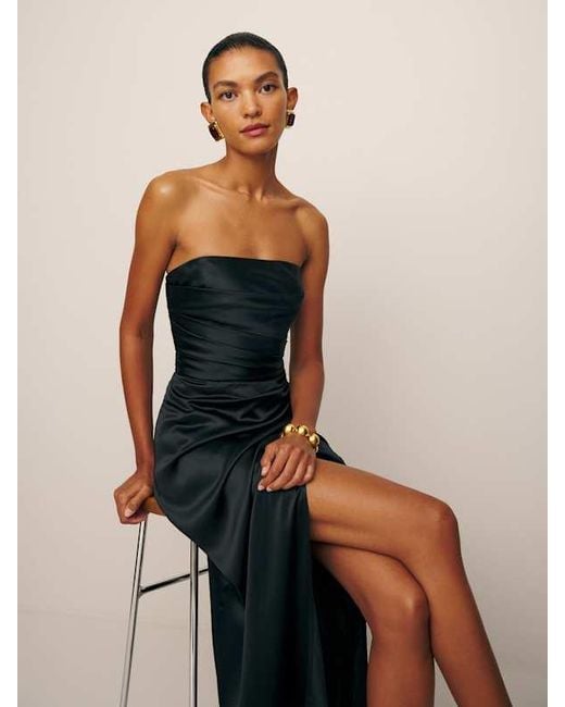 Reformation Blue Barrow Silk Dress 4