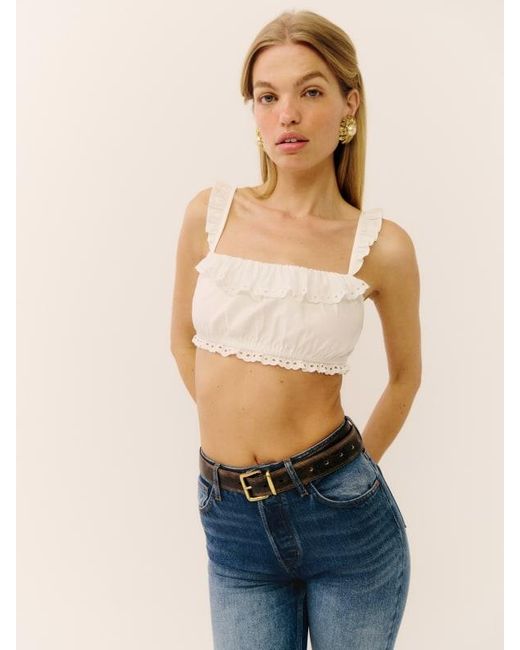 Reformation Blue Romee Cropped Top