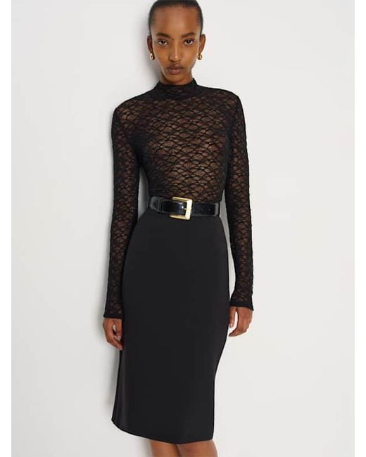 Reformation Black Nell Knit Top Lace