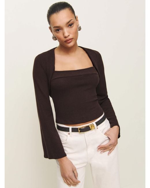 Reformation Women's Black Chloe Knit Shrug Set