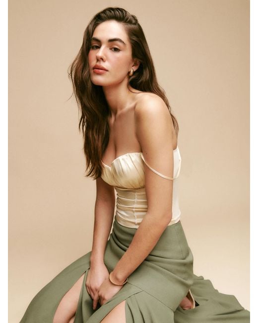 Reformation Natural Kessie Silk Top