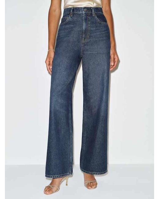Reformation Blue Cary High Rise Slouchy Wide Leg Jeans Denim