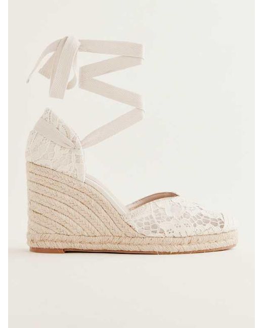 Reformation Natural Camilla Lace Up Wedge Espadrille 10