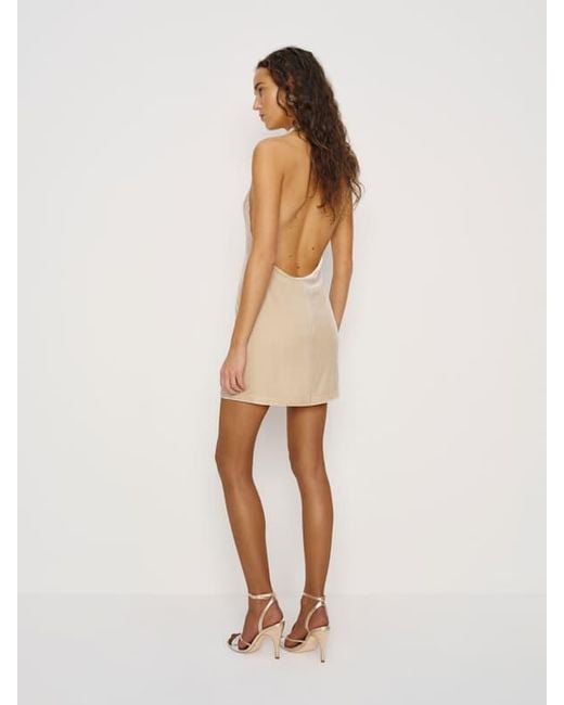 Reformation Natural Avielle Velvet Dress 0