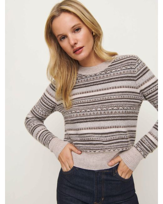 Reformation Dana Cashmere Crew Sweater in Gray Lyst