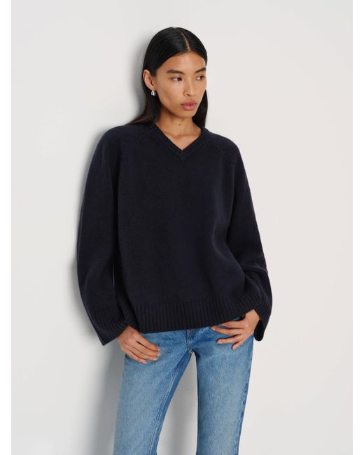 Reformation Blue Beth Regenerative Wool V-Neck