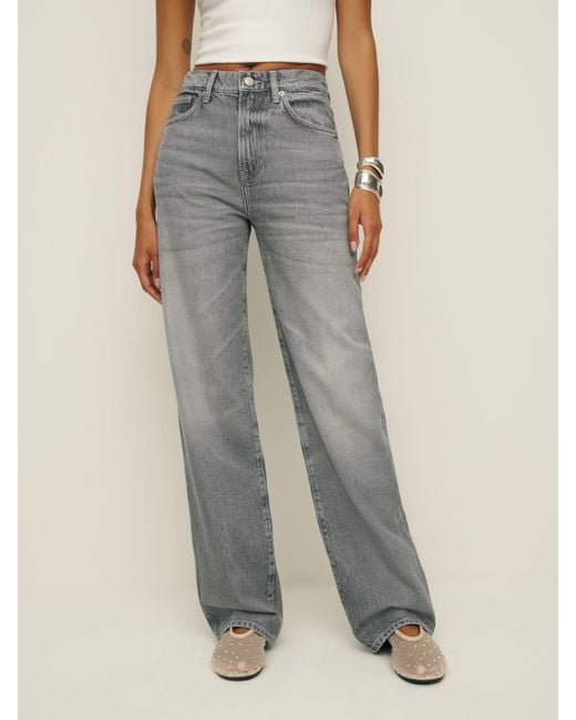 Reformation Gray Val 90S Mid Rise Straight Jeans