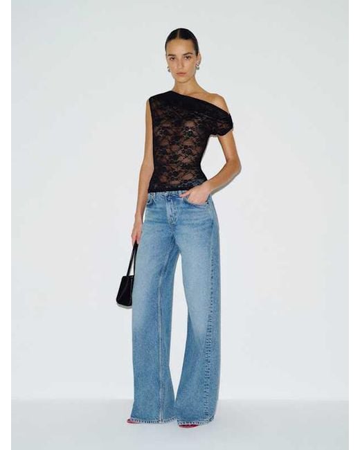 Reformation Blue Belle Knit Top Lace