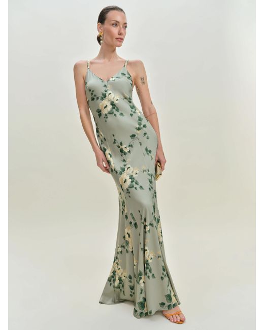 Reformation Tyler Satin Dress 10 in Green | Lyst
