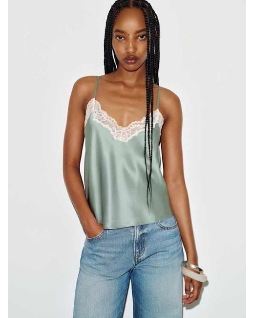Reformation Blue Teddy Silk Top