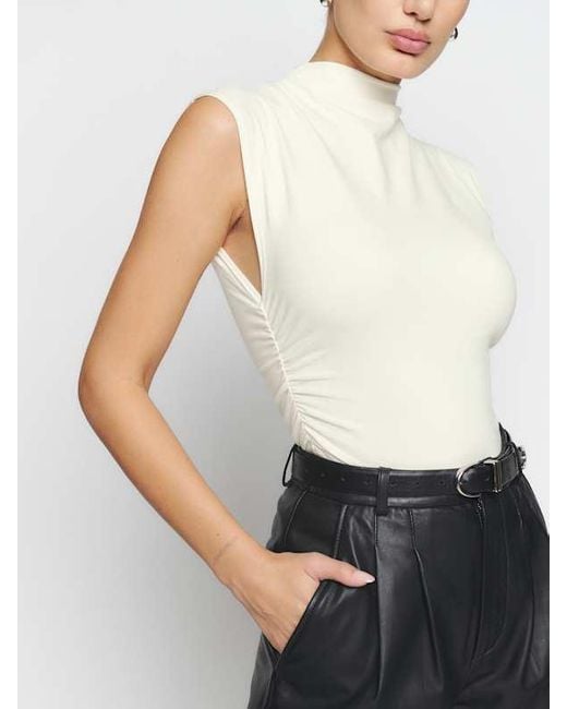 Reformation White Lindy Knit Top