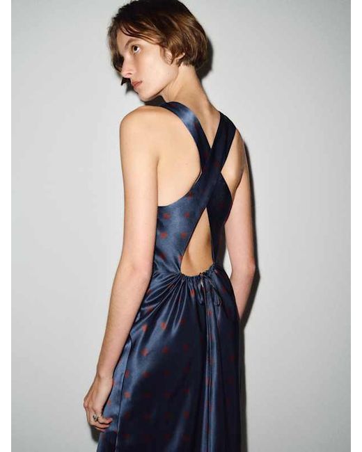 Reformation Blue Anaiis Silk Dress 0