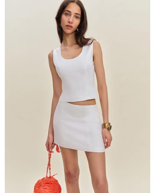 Reformation White Lindsey Linen Two Piece