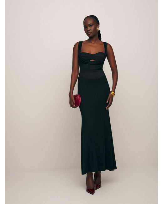 Reformation Black Malia Knit Dress