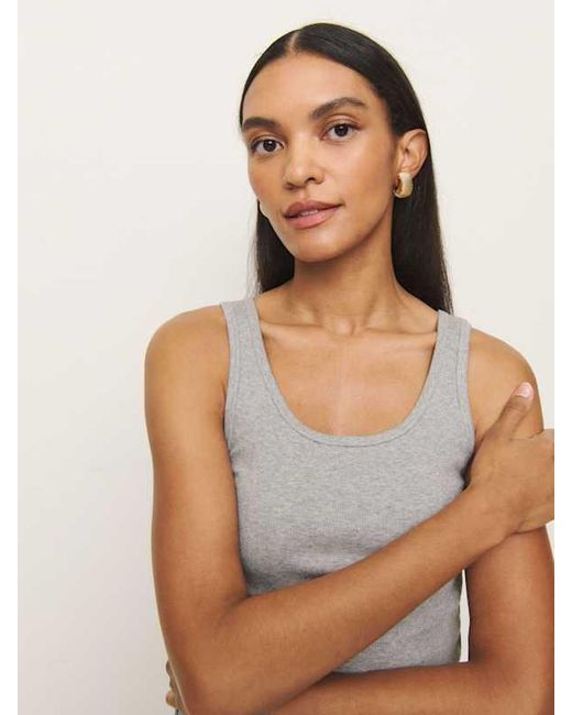 Reformation Blue Fitted Scoop Neck Tank