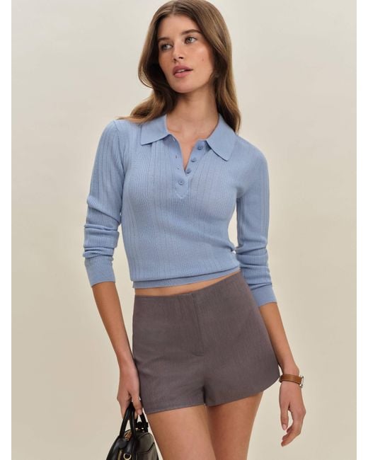 Reformation Blue Hermia Regenerative Merino Polo