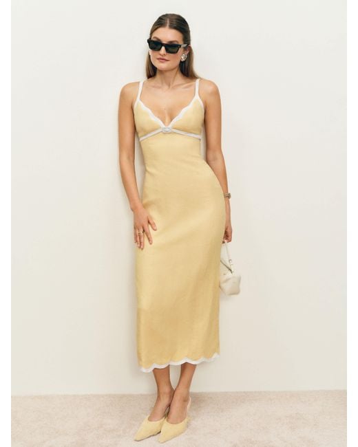 Reformation Natural Petites Sara Linen Dress 8P