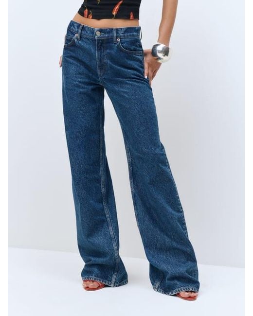 Reformation Blue Cary Low Rise Slouchy Wide Leg Jeans