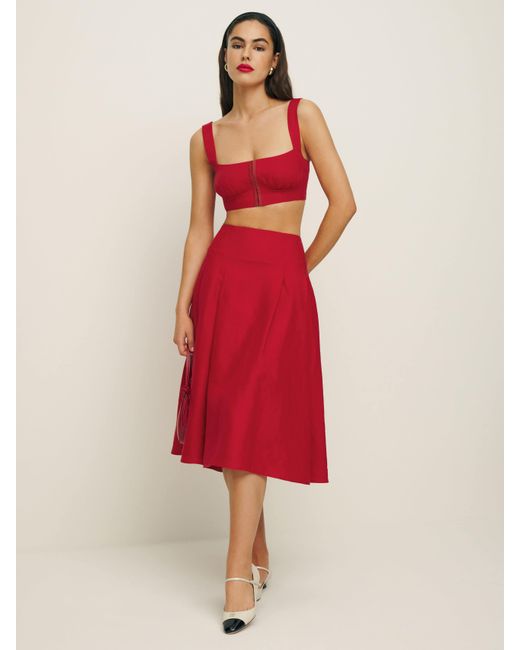 Reformation Red Santana Linen Two Piece 4