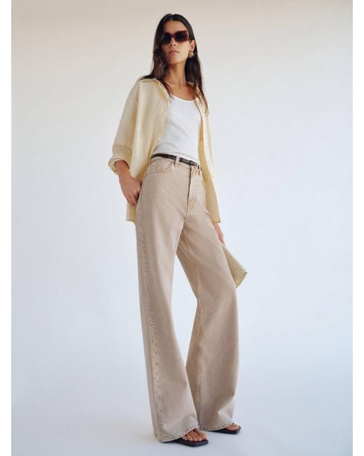 Reformation White Cary High Rise Slouchy Wide Leg Jeans