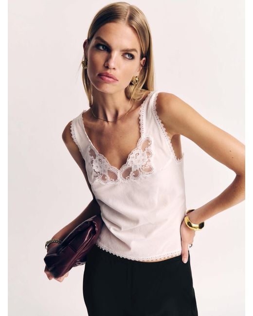 Reformation Pink Lilu Top Lace