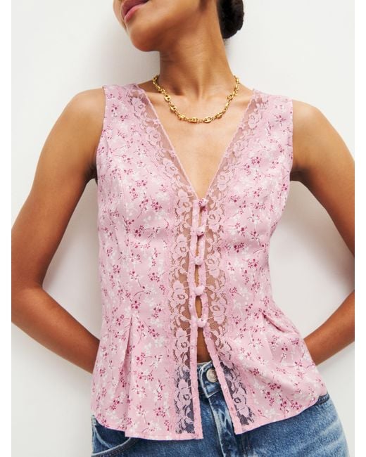 Reformation Pink Cristina Top