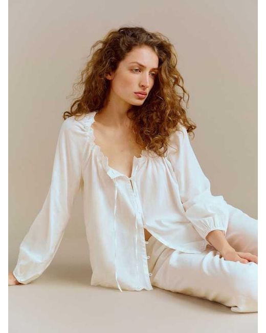 Reformation Natural Paloma Pajama Set Lace
