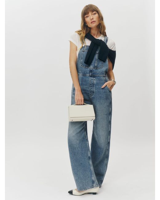 Reformation Blue River Relaxed Denim Overalls