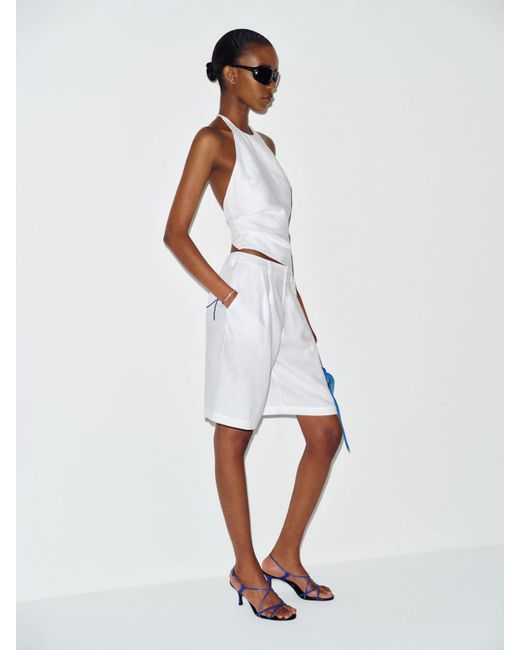 Reformation White Drew Linen Short