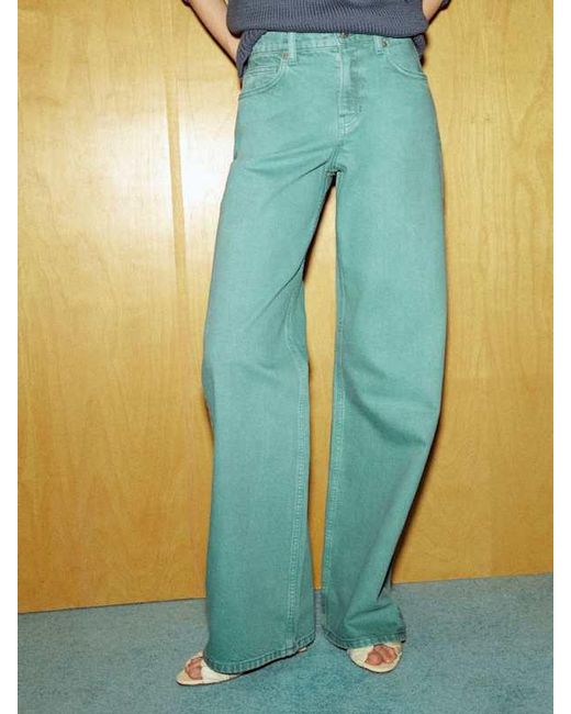 Reformation Blue Cary Low Rise Slouchy Wide Leg Jeans Denim