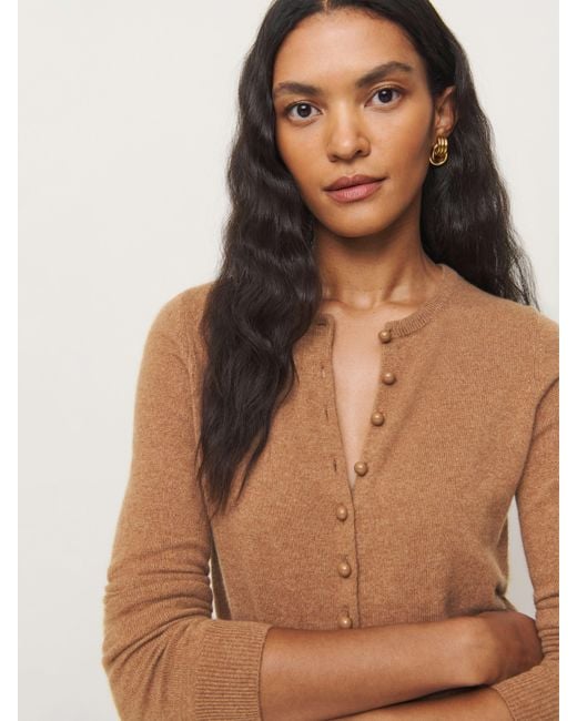 Reformation Brown Caspia Cashmere Cropped Cardigan