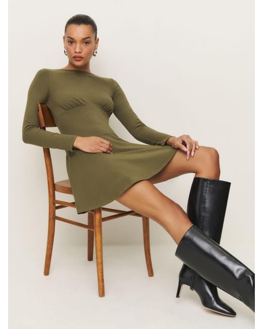 Reformation Melissa Knit Dress in Green | Lyst
