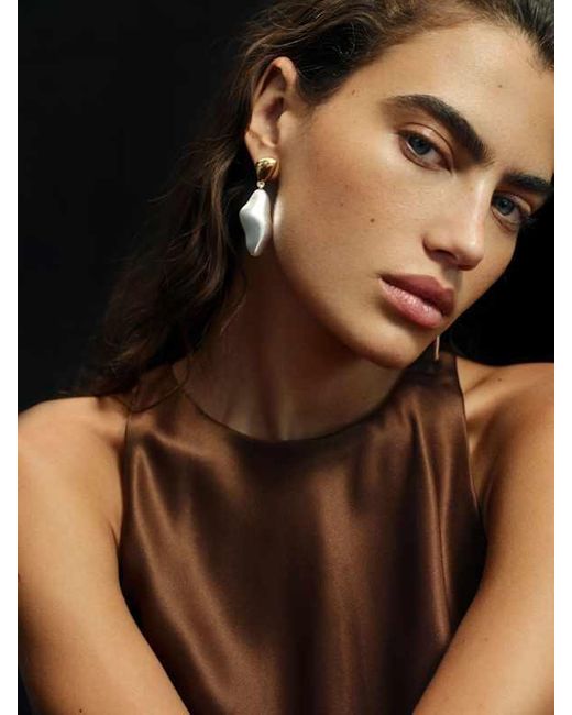 Reformation White Carmel Drop Earrings
