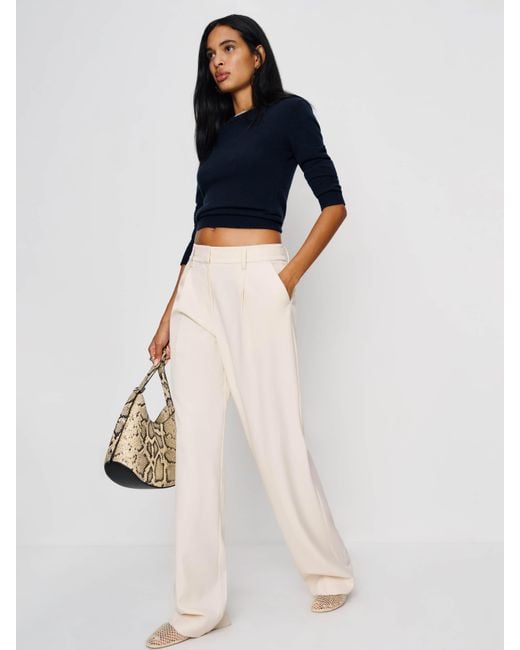 Reformation Blue Lian Cashmere Crew Sweater
