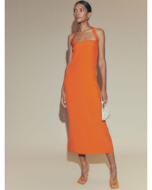 Reformation Orange Alli Silk Dress
