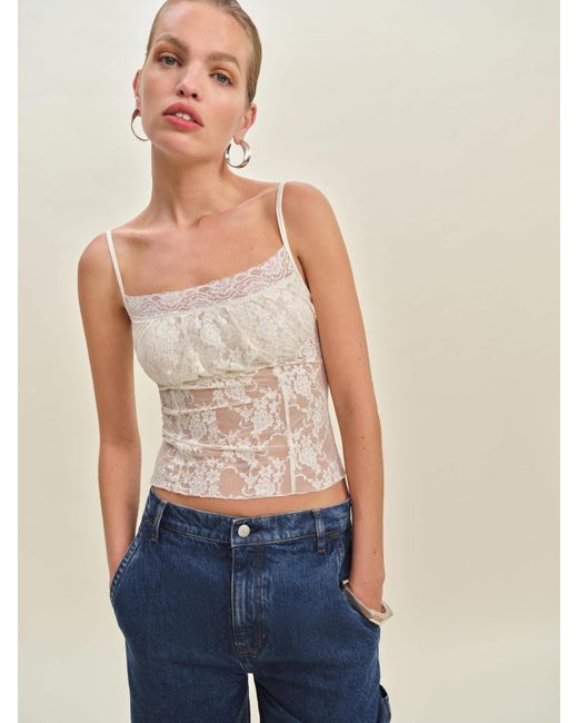 Reformation Amira Knit Top in Blue | Lyst