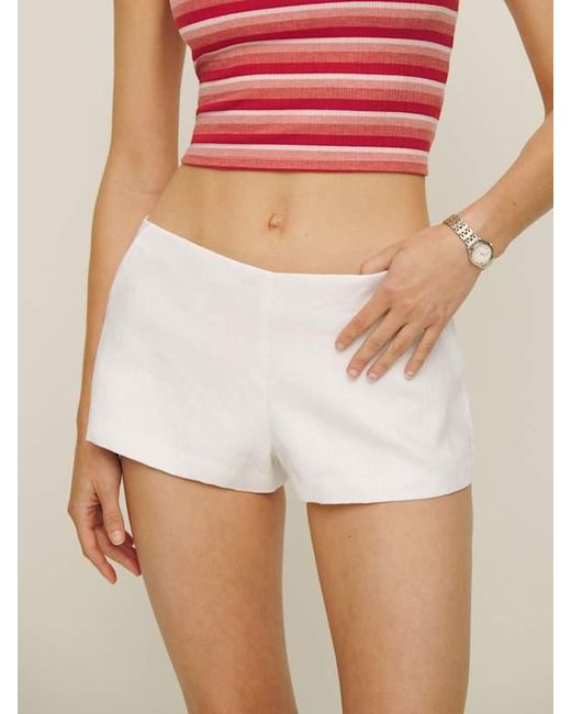 Reformation Pink June Low Rise Linen Short 10
