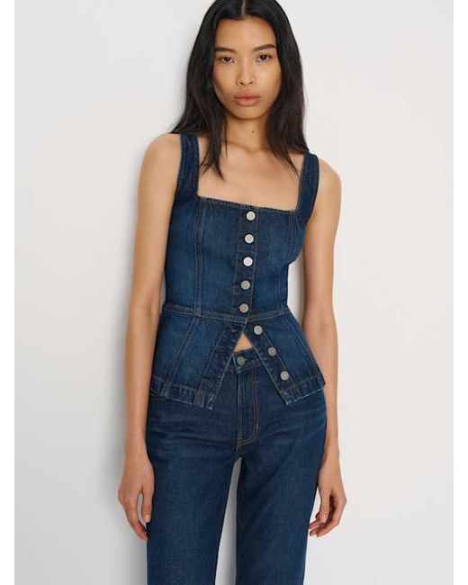 Reformation Blue Tilly Stretch Denim Top