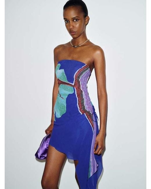 Reformation Blue Vintage Vivienne Tam Hibiscus Dress