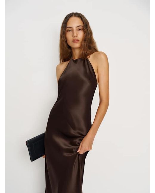 Reformation Jeany Silk Dress In Brown Lyst UK Reformation Jeany Silk Dress In Brown Lyst UK