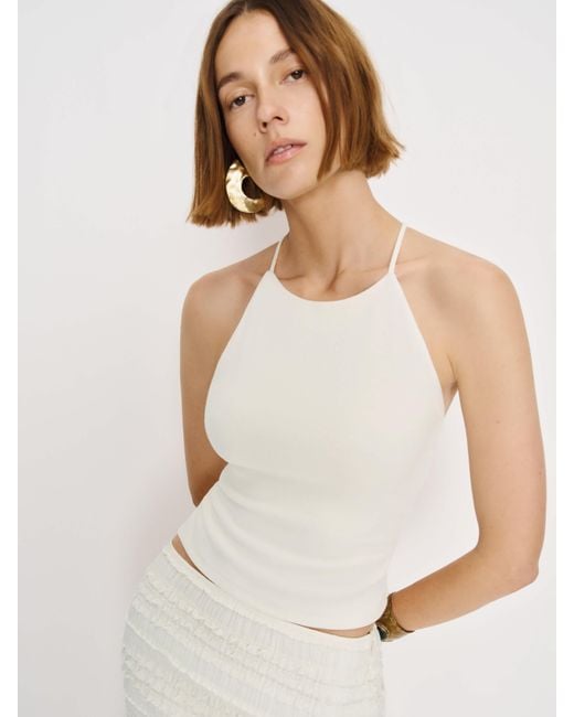 Reformation White Vevina Knit Top