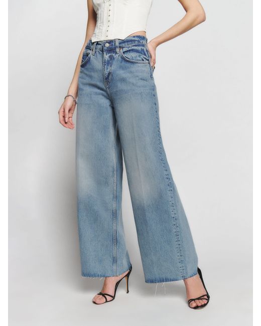 Reformation Blue Iggy Super Wide Leg Slouch Jeans