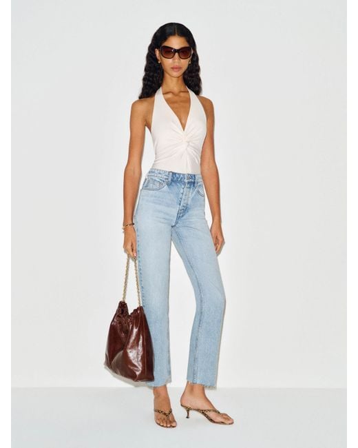 Reformation Blue Cynthia High Rise Straight Jeans Denim